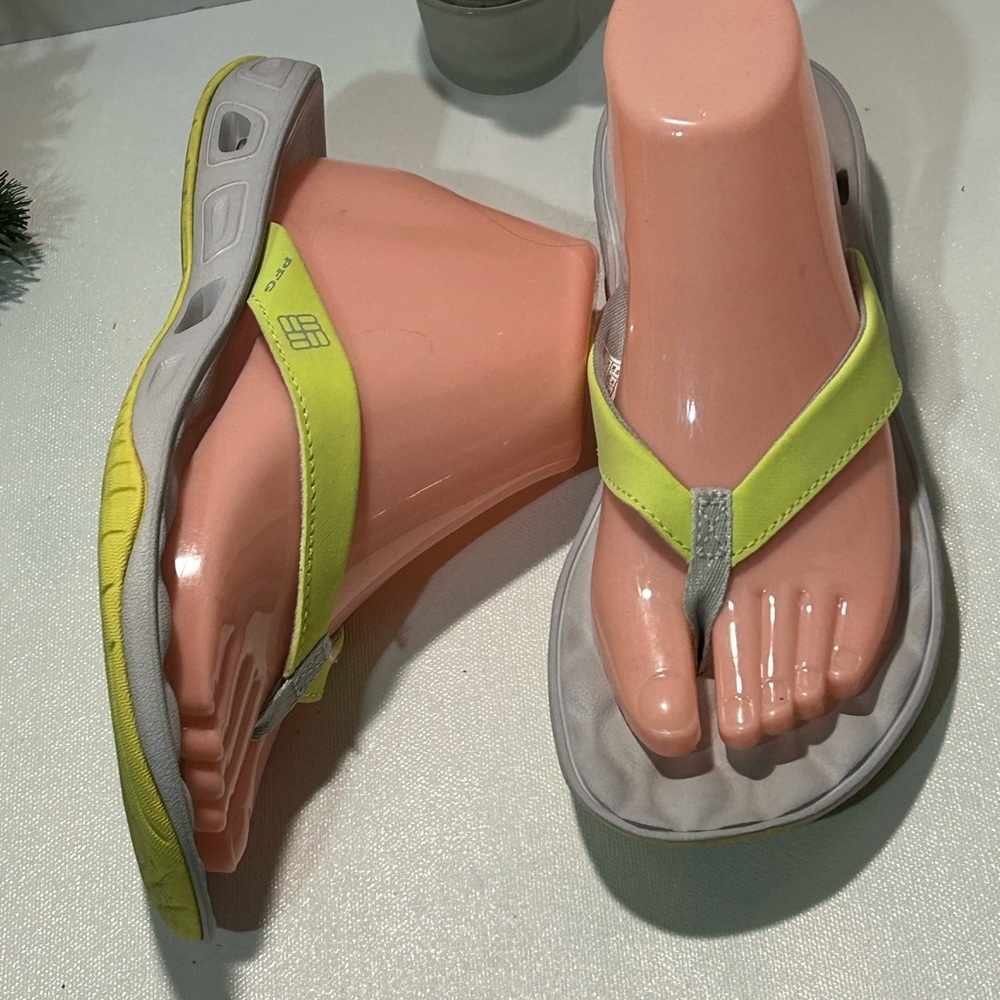 Gray and Yellow Women's Flip Flops